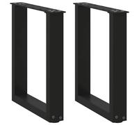 Coffee Table Legs U-Shaped Black Powder-Coated Steel 38x(42-43)cm 2pc Adjustable