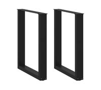 Dining table legs U-shaped 60x72-73cm Black powder-coated steel pair adjustable
