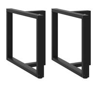 Coffee Table Legs T-Shaped Black Powder-Coated Steel 90x35x72-73cm Adjusters 2pc