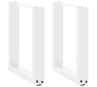Coffee Table Legs U-Shape White Powder-Coated Steel 38x(42-43)cm Adjustable Pair