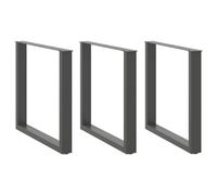 vidaXL Dining Table Legs U-Shaped Powder-Coated Steel Anthracite 3 pcs 80x(72-73) cm