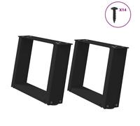 Coffee Table Legs U-Shaped Black 50 x 31 cm Powder-Coated Steel, Inclined 80deg