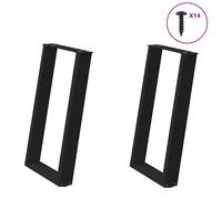 Coffee Table Legs U-Shaped Black Powder-Coated Steel 50x(72-73)cm with Levelers