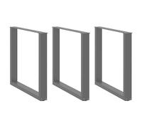 Coffee Table Legs U-Shaped Black Powder-Coated Steel 80×(72-73)cm Set of 3 Adj.