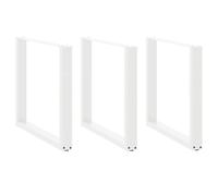 Coffee Table Legs U-Shaped Powder-Coated Steel White 90x(72-73)cm 3pcs Adjusters