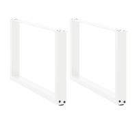 Coffee Table Legs U-Shaped White Steel 60x(42-43)cm Pair Levellers Adjustable M5