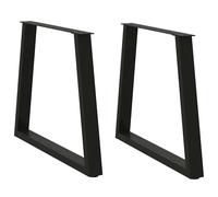 Coffee Table Legs V-Shape Black Powder-Coated Steel 80x(72-73.3)cm Pair Set Adj