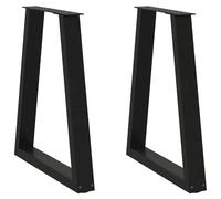 Coffee Table Legs V-Shape Black Powder-Coated Steel 50x(72-73cm) Pair Adjustable