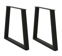Coffee Table Legs V-Shape Black Powder-Coated Steel 80x(72-73.3)cm Pair Set Adj