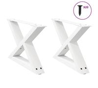 Coffee Table Legs White Powder-Coated Steel 50 x 30-31.3 cm Pair Adj Feet