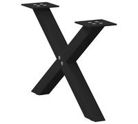 Coffee Table Legs X-Shape Black Powder-Coated Steel 50x(30-31)cm Adjustable Slim