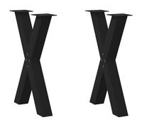 vidaXL Dining Table Legs X-Shaped 2 pcs Black 60x(72-73) cm Steel