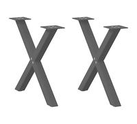 Coffee table legs X-shaped black powder-coated steel 50x(42-43)cm adjustable set