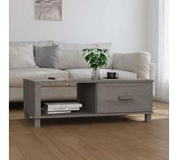 Coffee Table Light Grey Solid Pinewood/MDF 100x55x35cm Storage & 1 Drawer Wooden