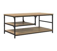 Coffee table artisan oak 90x49x40cm engineered wood with black metal frame style