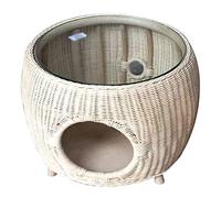 Coffee Table Low Table Rattan Round Cat Litter Modern Minimalist Dining Table Side Table Exquisite Living Room Bedroom Study Furniture Brown (Natural)