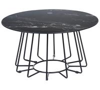 Coffee Table BERNIE Tempered Glass Black Marble
