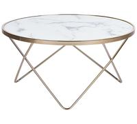 Beliani Coffee Table Meridian Tempered Glass Marble/ Gold