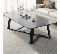 Coffee Table, Mid-Century Modern Decorative Table with Marble Top, Rectangular Sofa Center Table, Metal Frame for Living Room or Office, 100cm