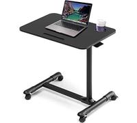 Coffee Table Mobile Overbed Table with Wheels, Hospital Bedside Table, Height Adjustable Laptop Table, Ergonomic Standing Desk for Office, Home & Hospital (Black)