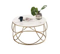 coffee table Modern Living Room Natural Marble Coffee Table, Flower Wrought Iron Gold Round Table Tea Table, 60×60×45 cm
