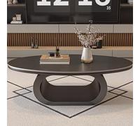 Coffee Table,Modern Oval Sintered Stone Top with Carbon Steel Ring Base,Open Storage Shelf,Low Profile Centre Table for Living Room,Apartment and Small Spaces C,130CM