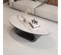 Coffee Table,Modern Oval Sintered Stone Top with Carbon Steel Ring Base,Open Storage Shelf,Low Profile Centre Table for Living Room,Apartment and Small Spaces B,130CM