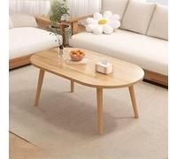 Coffee Table Modern Solid Wood Oval Simple Living Room Accent Center Small Space Cocktail Natural-No Drawer 39.4" Lx23.5 Wx18 H