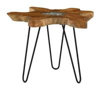 Coffee Table Multicolour 70x45 cm Solid Teak Wood & Transparent Polyresin Root.