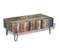 Coffee Table Multicolour Solid Reclaimed Wood and Iron 100x50x38 cm Rustic Retro