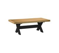 Coffee table Natural 120x60x40cm Solid Pine Wood X-shaped Black Legs base Rustic