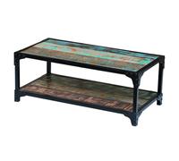 Coffee Table Natural Mango Wood 90x45x35cm Industrial Iron Shelf Rustic Vintage