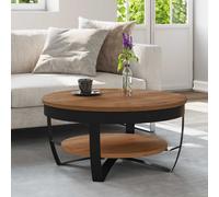 Coffee Table Natural Mango Wood Top 65x32cm Black Iron Industrial Base Rustic XL