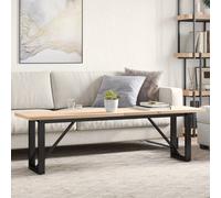 Coffee Table Natural Pine 160x40x45.5cm O-Frame Powder-Coated Steel Urban
