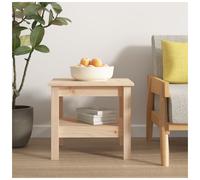 Coffee table Natural Pine 45x45x40 cm Solid Wood Square with Lower Shelf Rustic