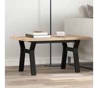 Coffee table Natural pine 80x50x40.5cm Solid wood top Y-frame steel base