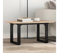 Coffee table Natural pine 80x50x40cm Solid wood top O-frame Steel legs durable.