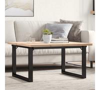 Coffee Table Natural Pine 80x80x45.5 cm O-Frame Powder-Coated Steel Style