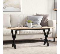 Coffee Table Natural Pine Top X-Frame Powder-Coated Steel 110x40x45 cm Handmade