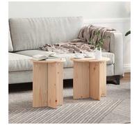 Coffee Table Natural Pine Wood Round 41.5x41.5x46cm Rustic Indoor Accent Single.