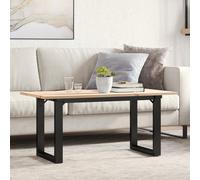 Coffee Table Natural Pinewood Top 90x40x45 cm O-Frame Powder-Coat Steel