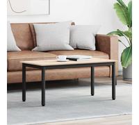 Coffee Table Natural Solid Pine Wood 100x50x45cm Metal Legs Modern Minimalist