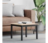 Coffee Table Natural Solid Pine Wood 50x50x36 cm Minimalist Metal Legs Oak Style