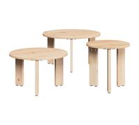 Coffee Table 3 pcs Solid pine wood Rustic Pine Furniture Round Nesting vidaXL