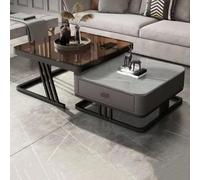 Coffee Table Nesting Set,Modern Living Room Table with Drawer Storage,Sintered Stone or Tempered Glass Top,Carbon Steel Frame,Minimalist Centre Table for Bedroom Home Office D