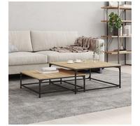 Coffee Table Nesting Set Sonoma Oak Engineered Wood 80 x 80 x 35 cm Contemporary