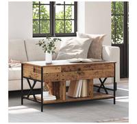 Coffee Table Old Wood 100x55x49.5cm Engineered Wood Metal Legs 3 Shelves Storage