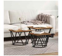 Coffee Table Old Wood 50x50x40cm Engineered Wood Top Steel Frame Modern Compact