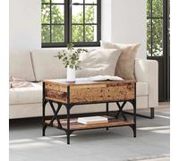 Coffee Table Old Wood 70x50x50 cm Engineered Wood Lift-Top Matte Metal w/ Shelf