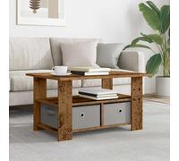 Coffee Table Old Wood 77x55x42cm Engineered Wood 2 Drawers 1 Shelf Modern Small